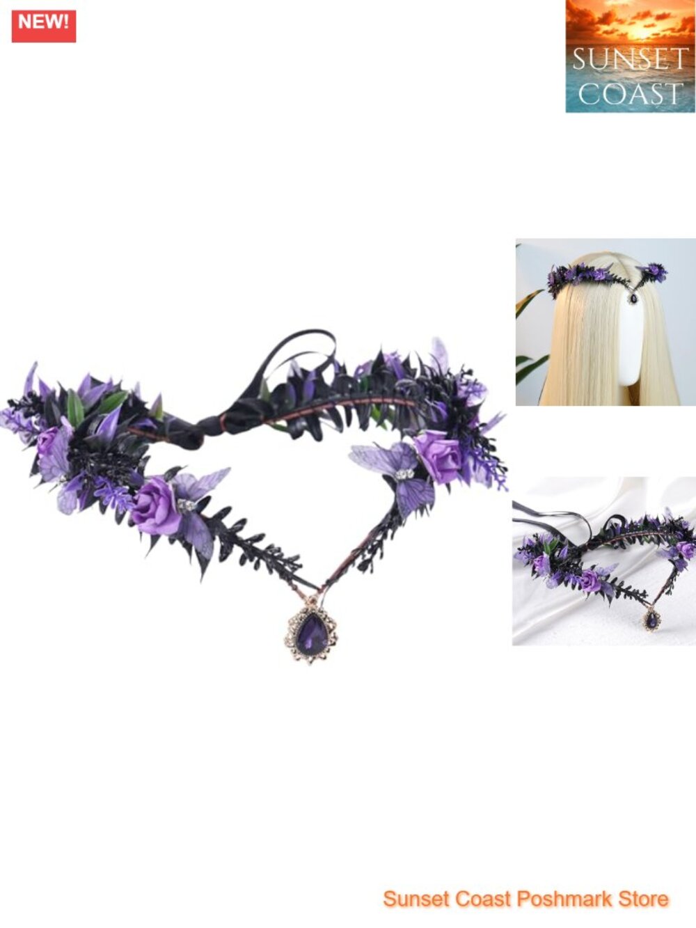 Butterfly Elf Crown Dark Fairy Headpiece Gothic Costume Accessory Adjustable